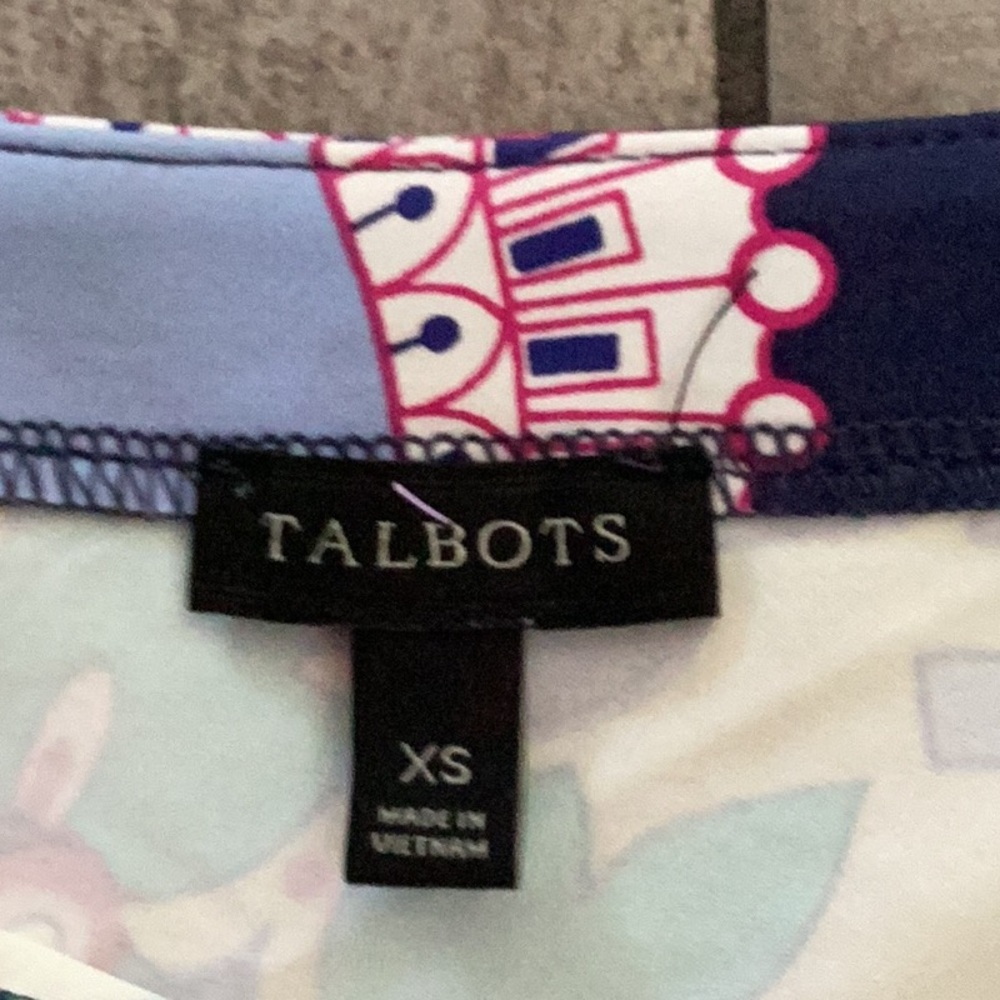 Talbots Multi Color Pattern Dress With Button On … - image 3